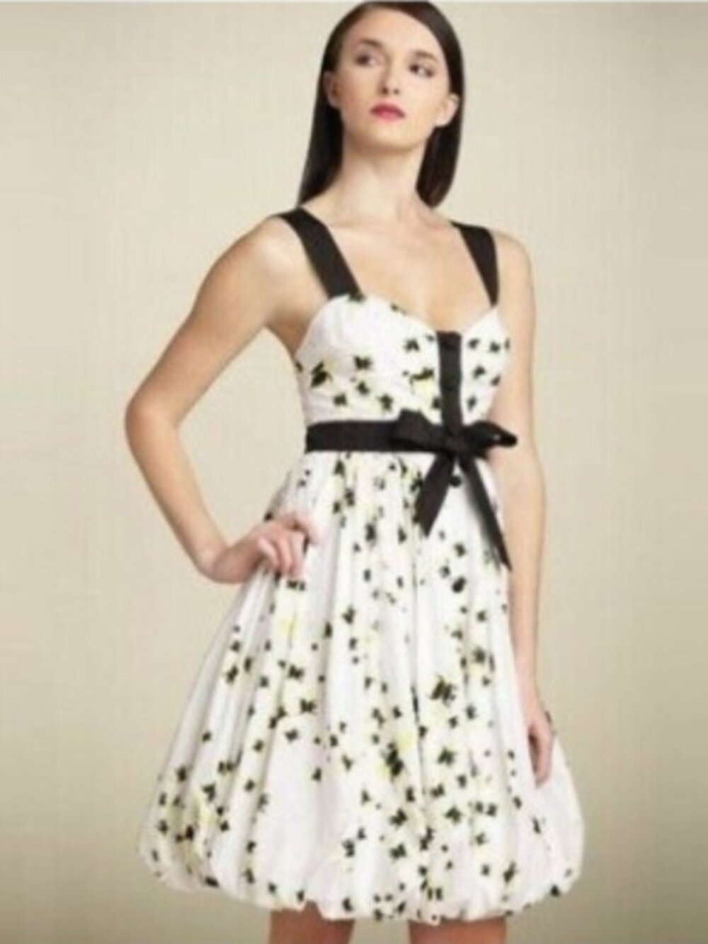 Diane von Furstenberg Carson Bumble Bee Print Dress White/Black Size 4